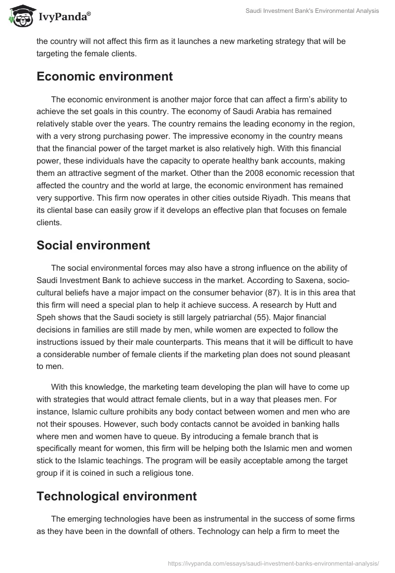 Saudi Investment Bank's Environmental Analysis. Page 3