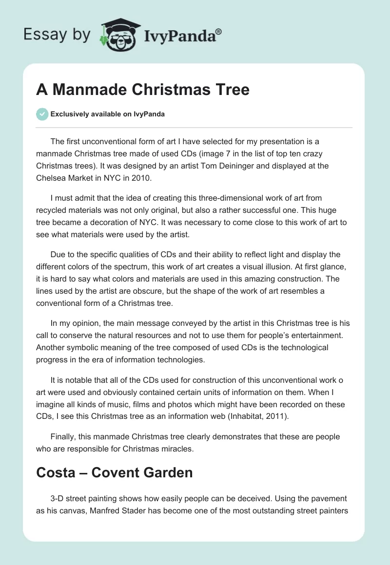 A Manmade Christmas Tree. Page 1