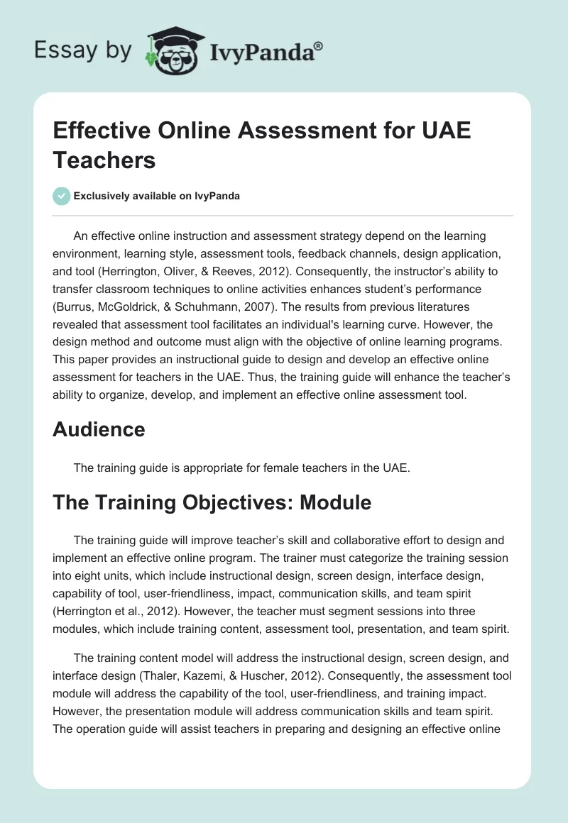 Effective Online Assessment for UAE Teachers. Page 1
