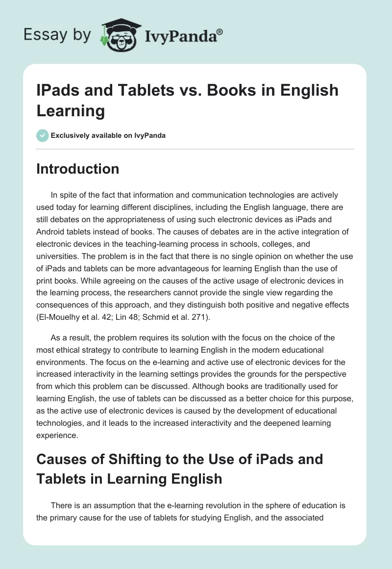 IPads and Tablets vs. Books in English Learning. Page 1