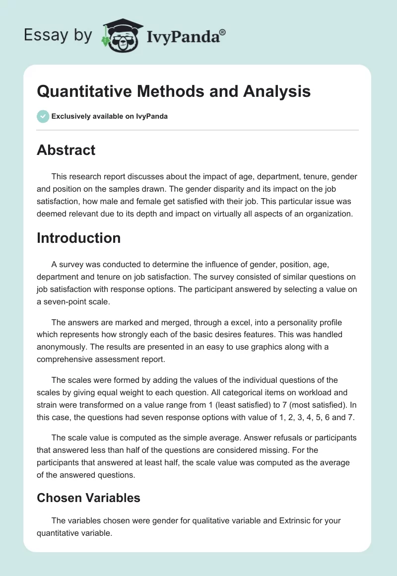 Quantitative Methods and Analysis. Page 1