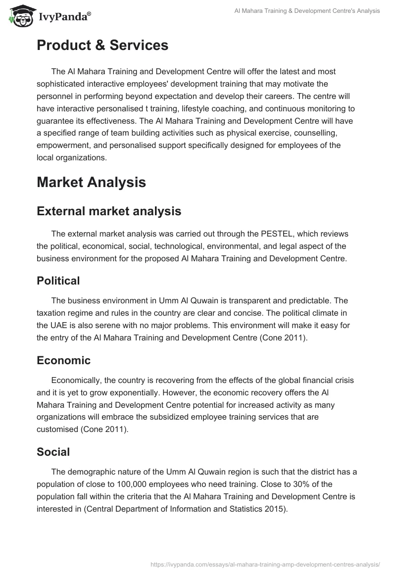 Al Mahara Training & Development Centre's Analysis. Page 2