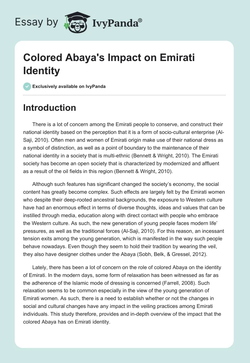 Colored Abaya's Impact on Emirati Identity. Page 1