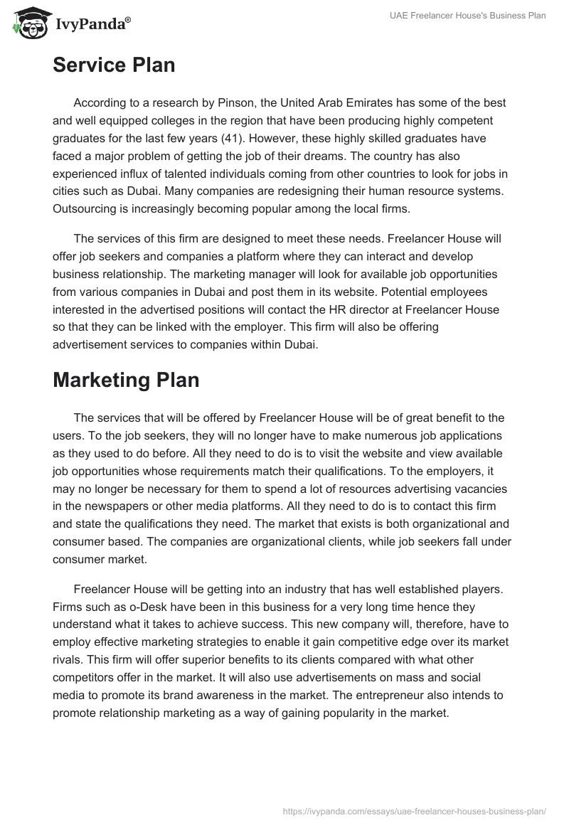 UAE Freelancer House's Business Plan. Page 3