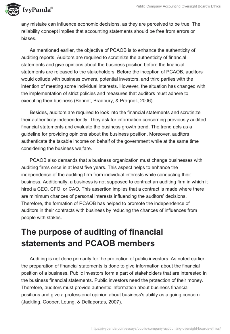 Public Company Accounting Oversight Board's Ethics. Page 2