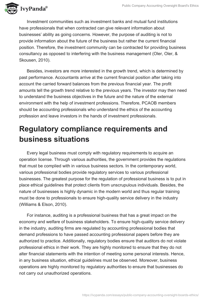 Public Company Accounting Oversight Board's Ethics. Page 3