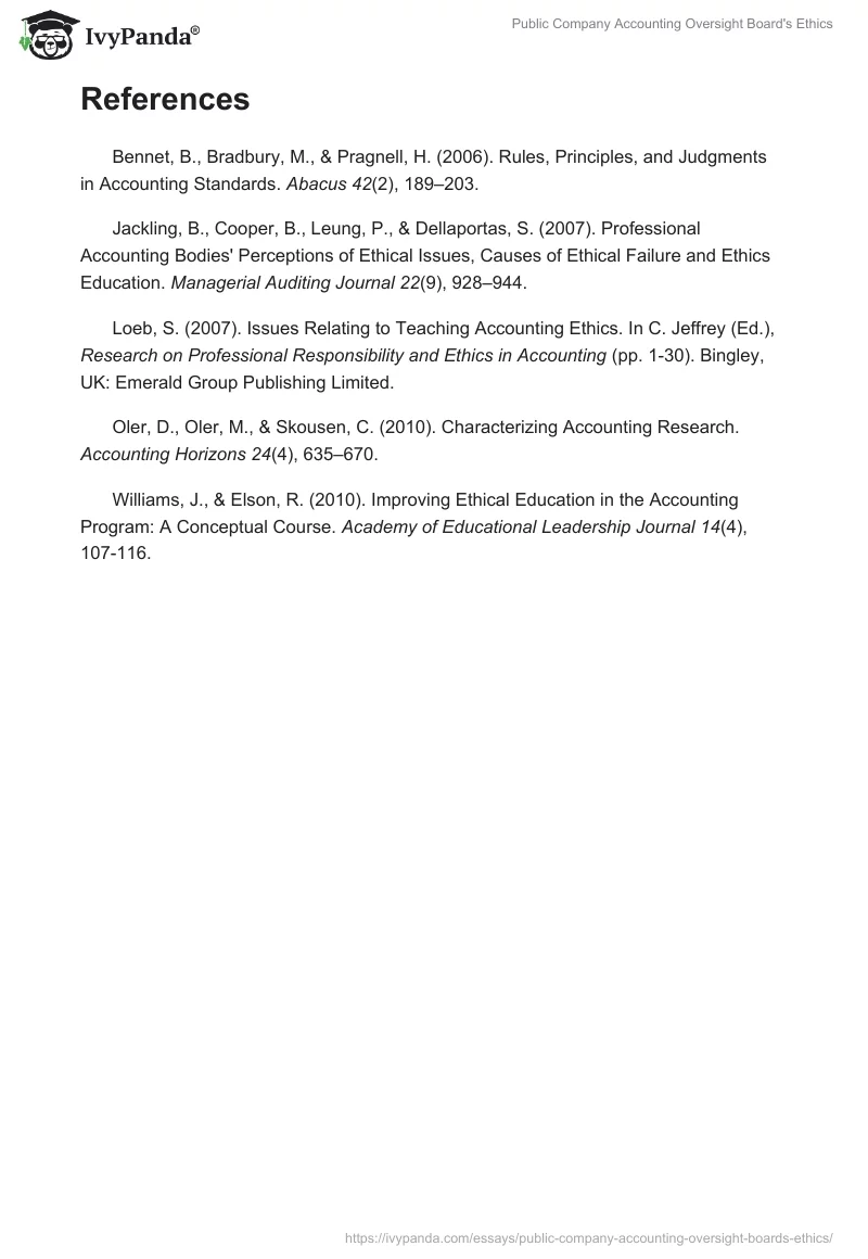 Public Company Accounting Oversight Board's Ethics. Page 4