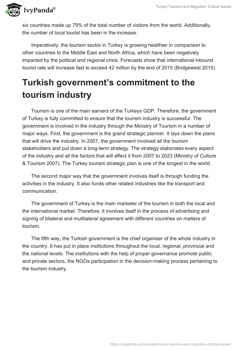 Turkey Tourism and Migration: Critical Issues. Page 4