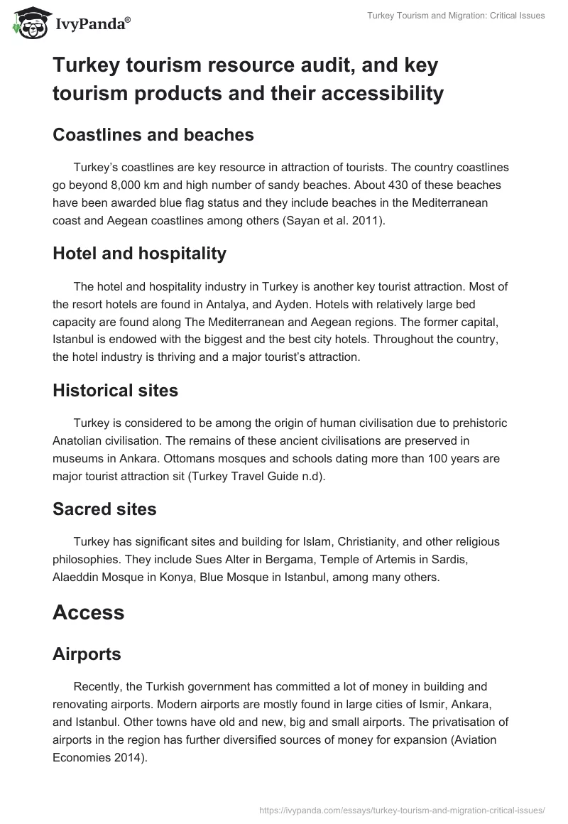 Turkey Tourism and Migration: Critical Issues. Page 5