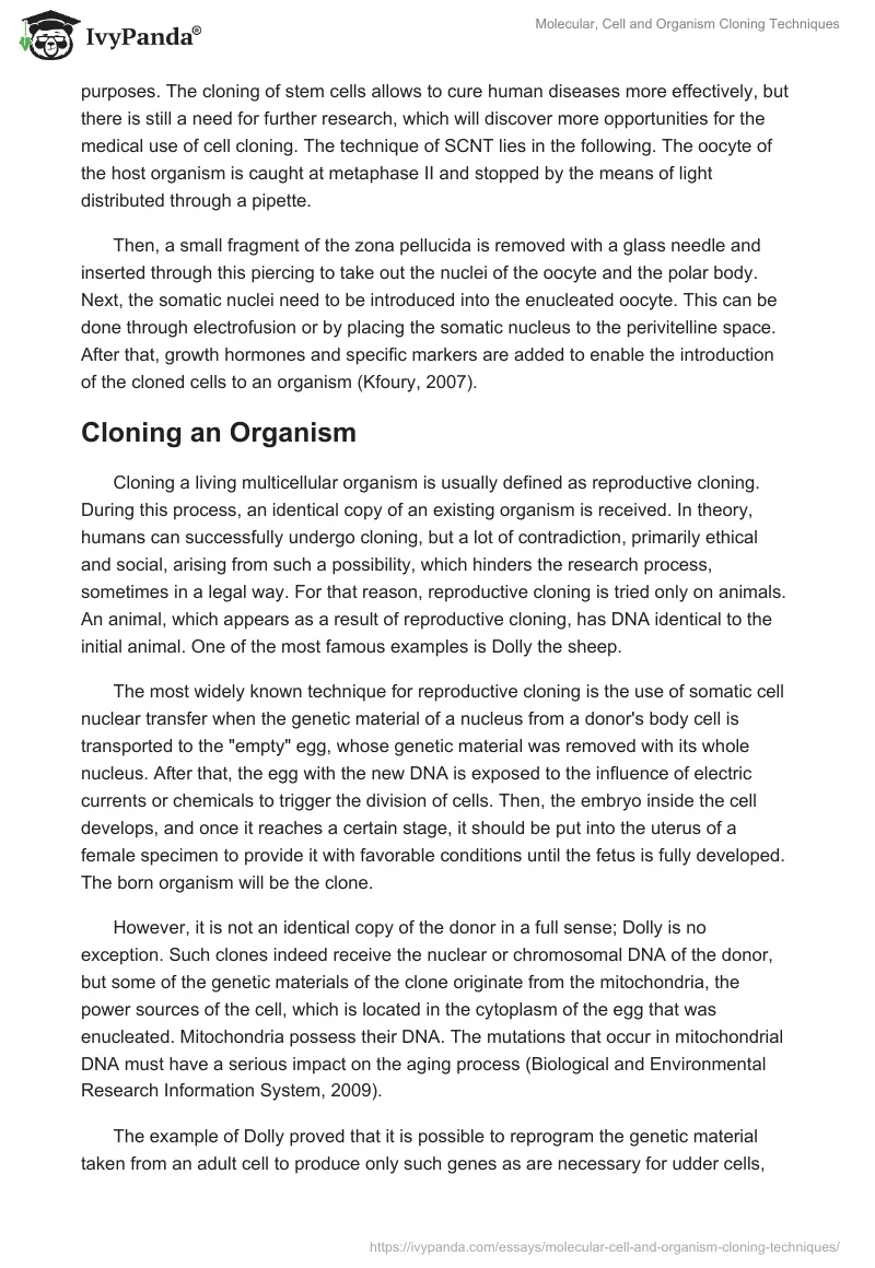 Molecular, Cell and Organism Cloning Techniques. Page 3