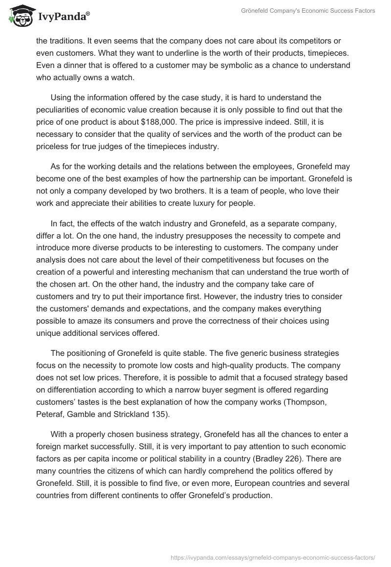 Grönefeld Company's Economic Success Factors. Page 2