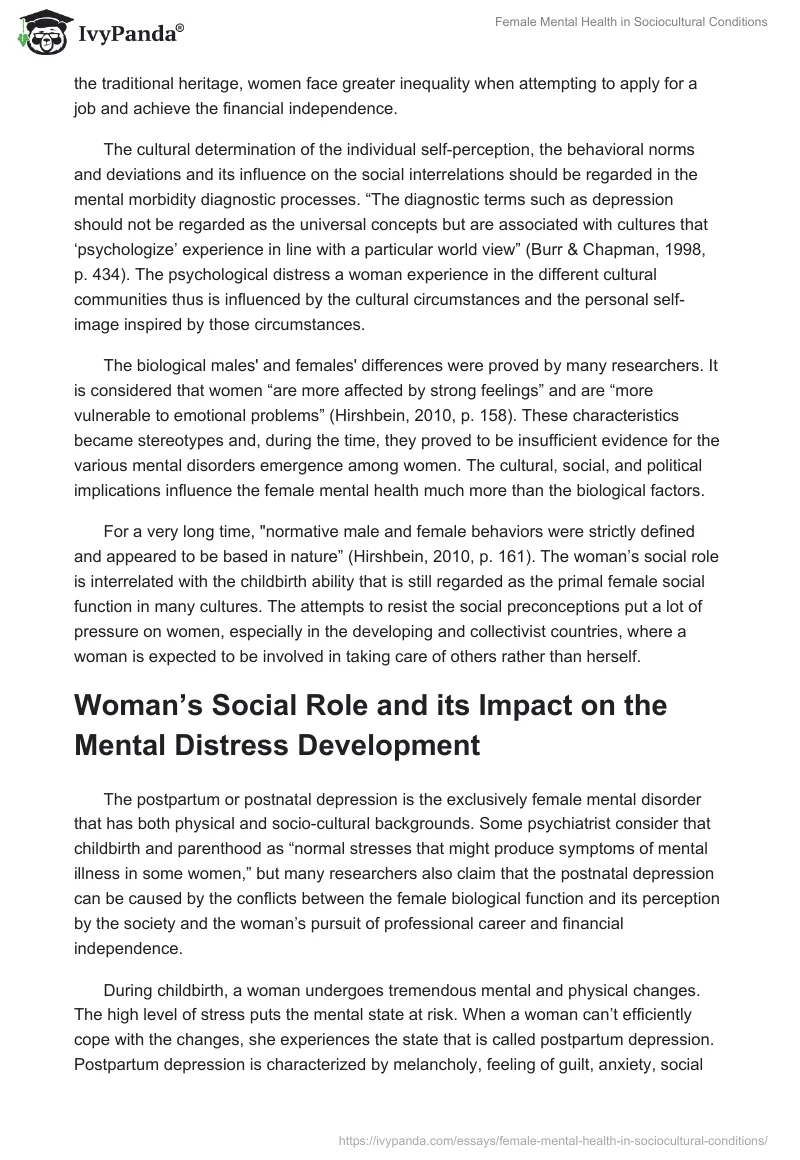 Female Mental Health in Sociocultural Conditions. Page 2