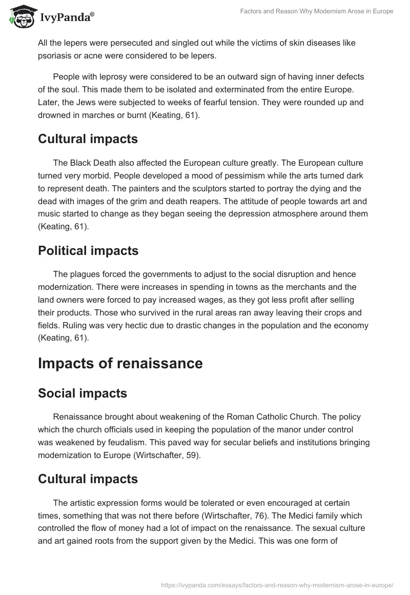Factors and Reason Why Modernism Arose in Europe. Page 2