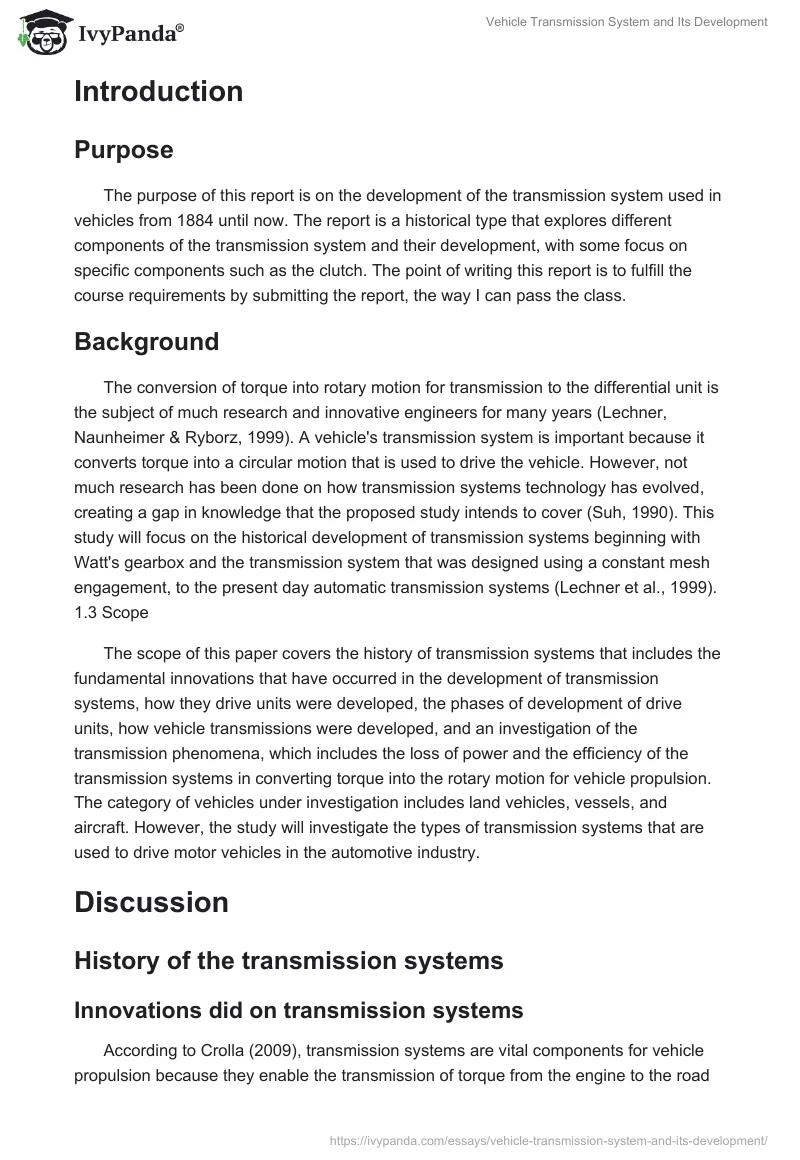 Vehicle Transmission System and Its Development. Page 2