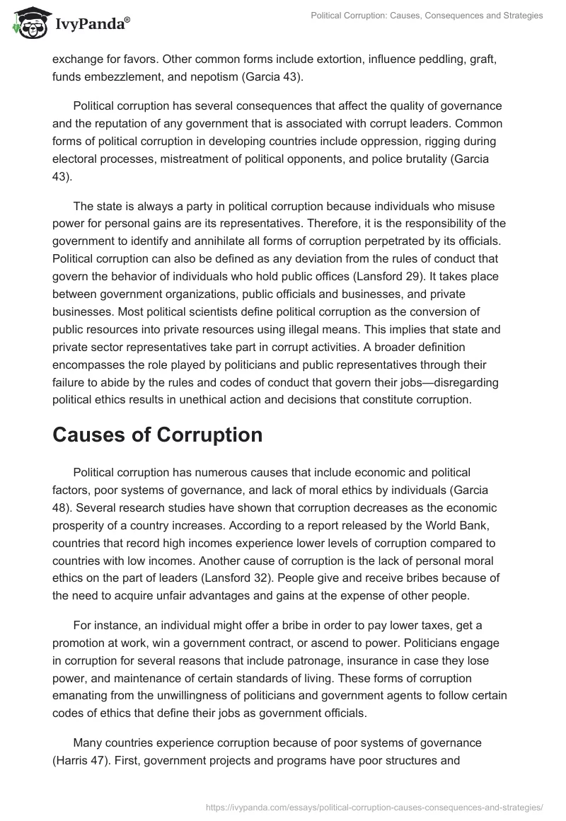 Political Corruption: Causes, Consequences and Strategies. Page 2