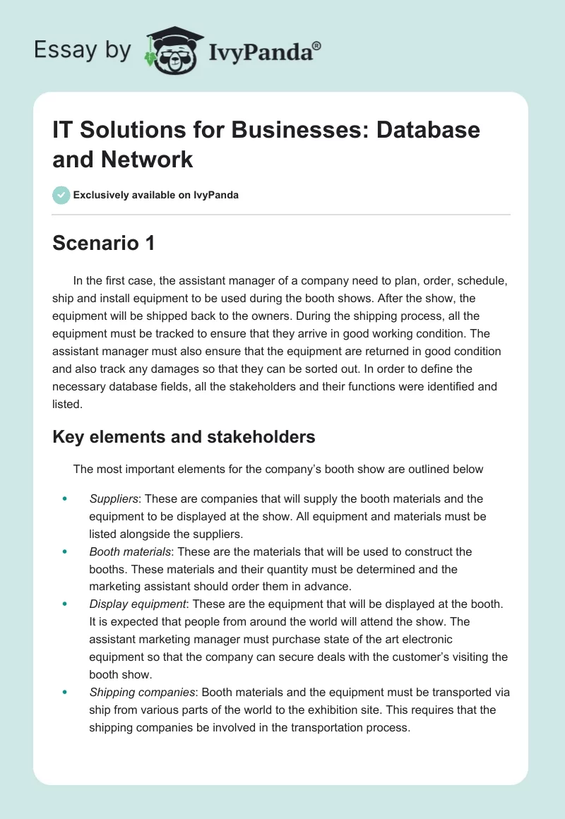 IT Solutions for Businesses: Database and Network. Page 1