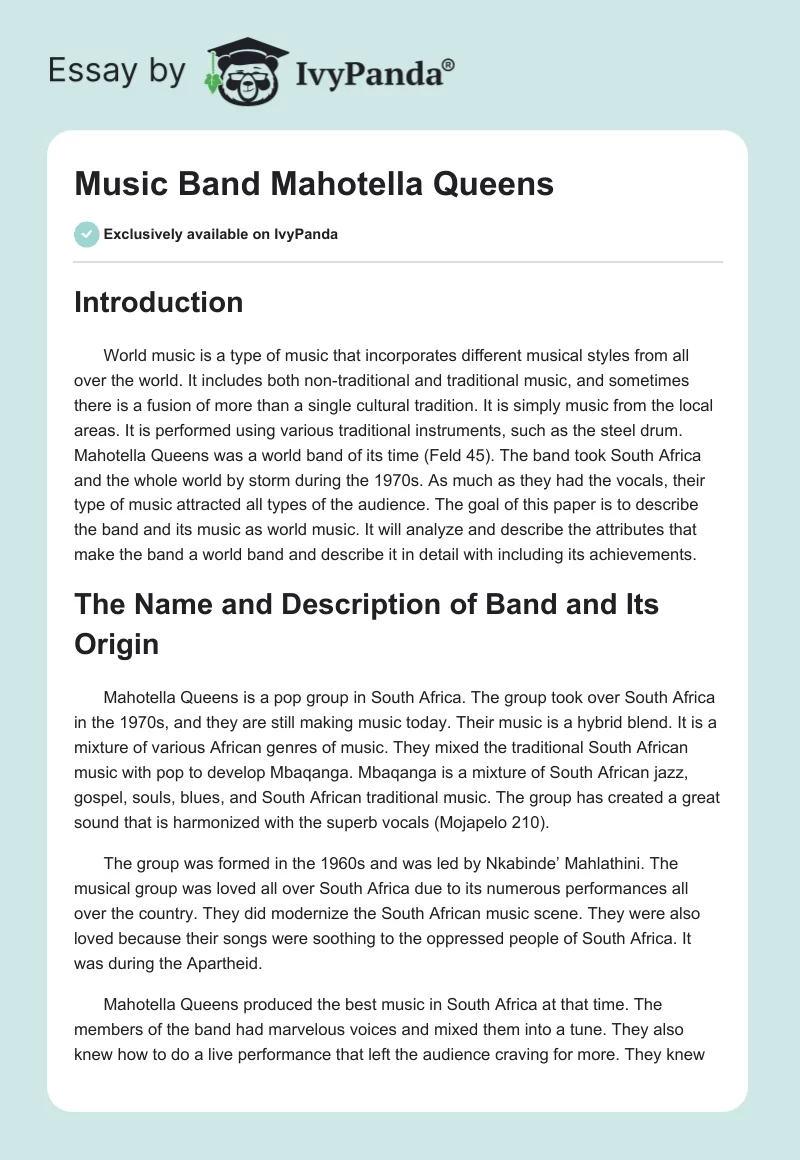 Music Band "Mahotella Queens". Page 1