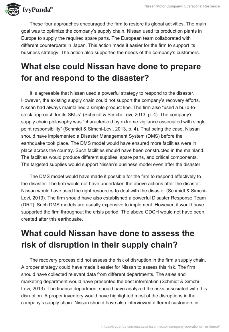 Nissan Motor Company: Operational Resilience. Page 2