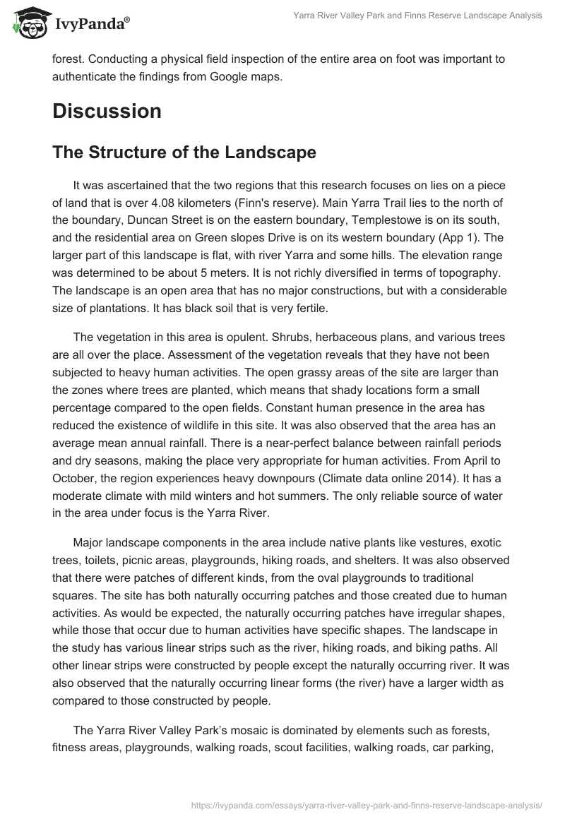 Yarra River Valley Park and Finns Reserve Landscape Analysis. Page 2