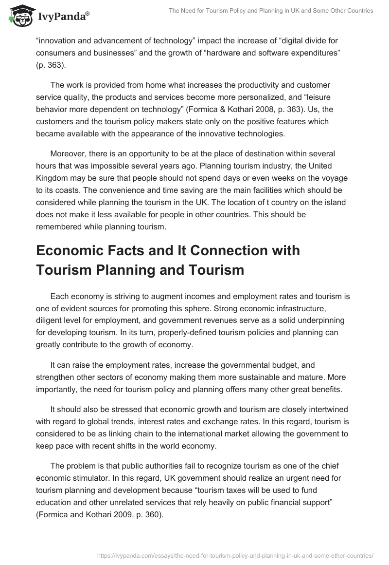The Need for Tourism Policy and Planning in UK and Some Other Countries. Page 5
