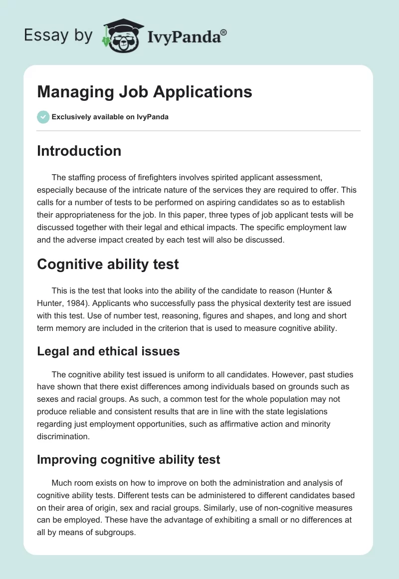 Managing Job Applications. Page 1