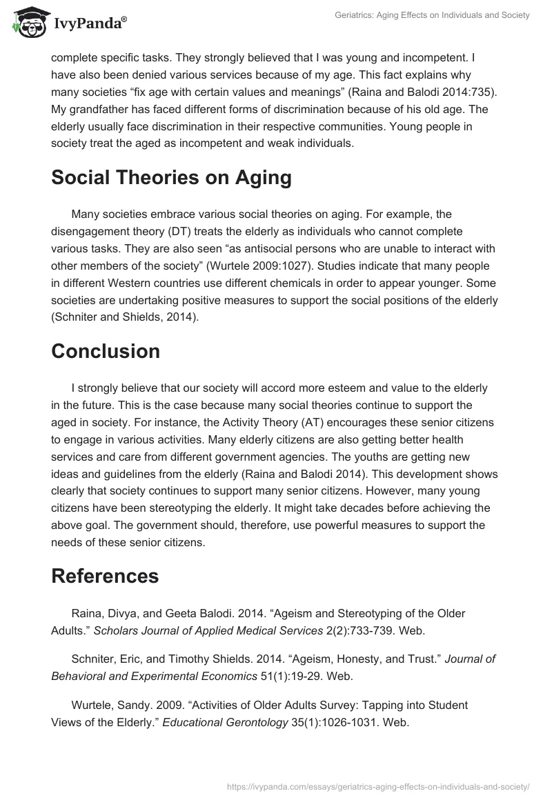 Geriatrics: Aging Effects on Individuals and Society. Page 2