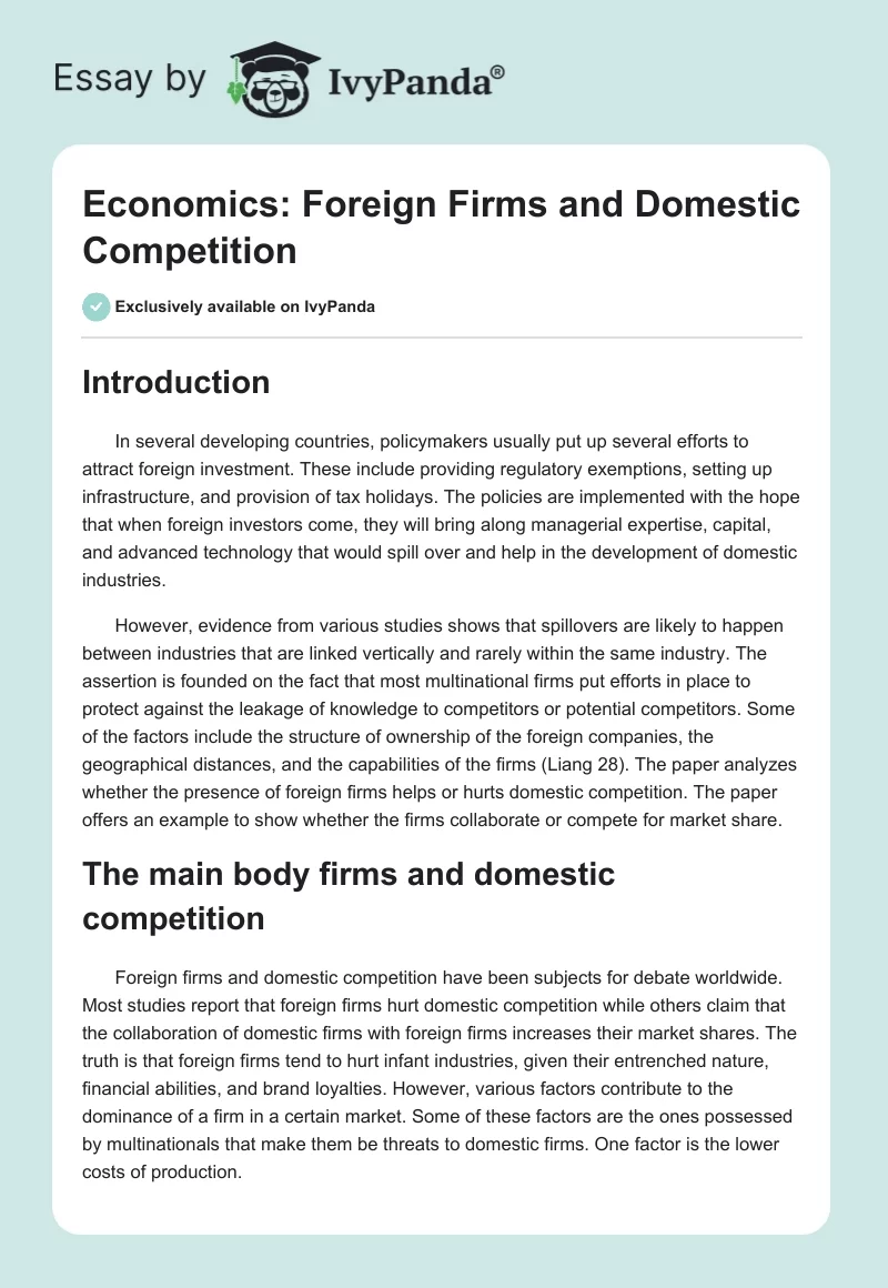 Economics: Foreign Firms and Domestic Competition. Page 1
