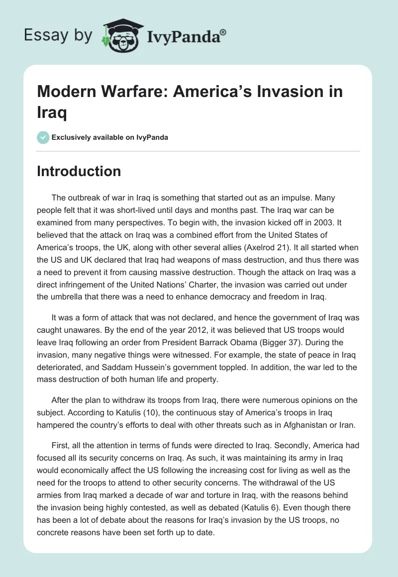 Modern Warfare: America’s Invasion in Iraq. Page 1