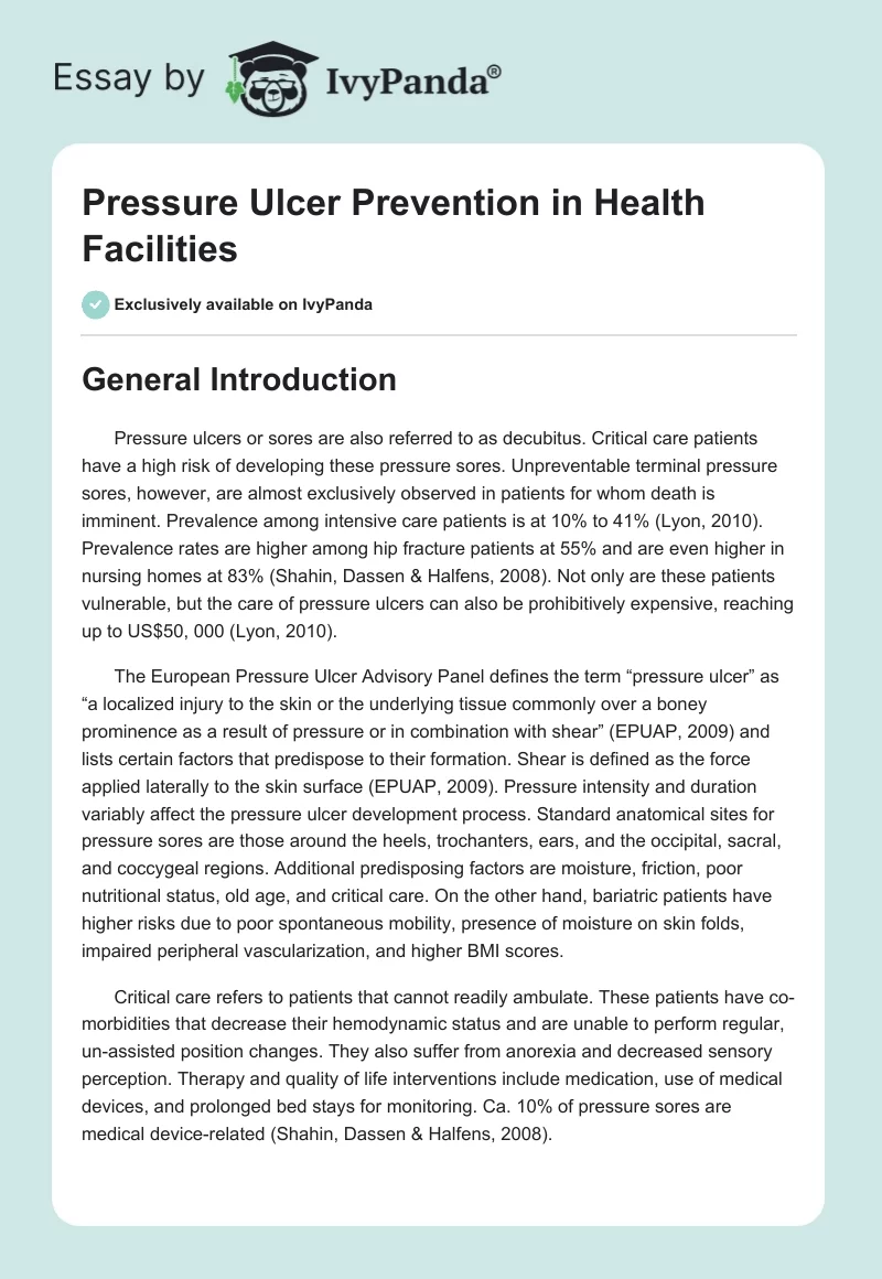 Pressure Ulcer Prevention in Health Facilities. Page 1