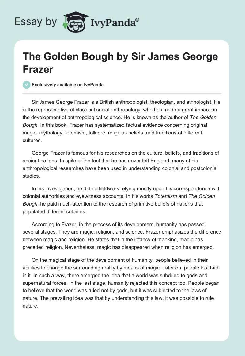 "The Golden Bough" by Sir James George Frazer. Page 1