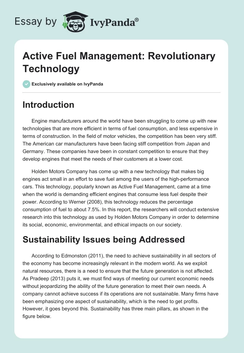 Active Fuel Management: Revolutionary Technology. Page 1