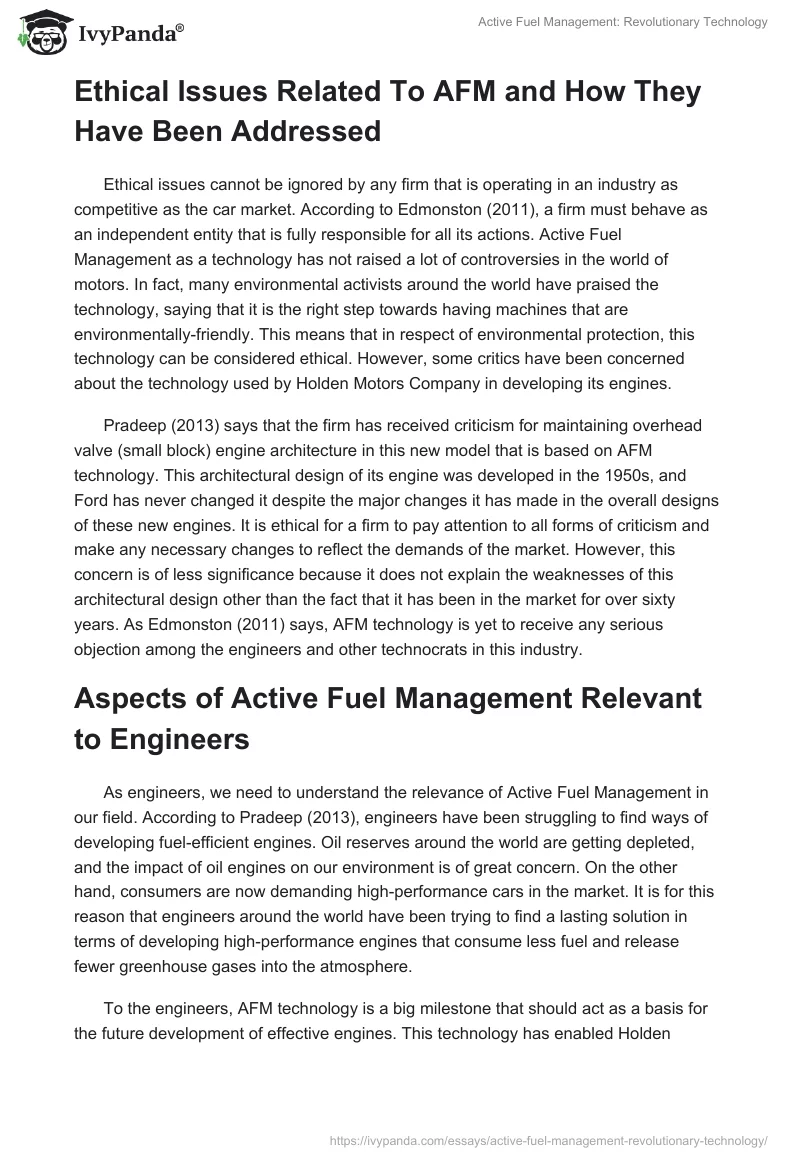 Active Fuel Management: Revolutionary Technology. Page 4