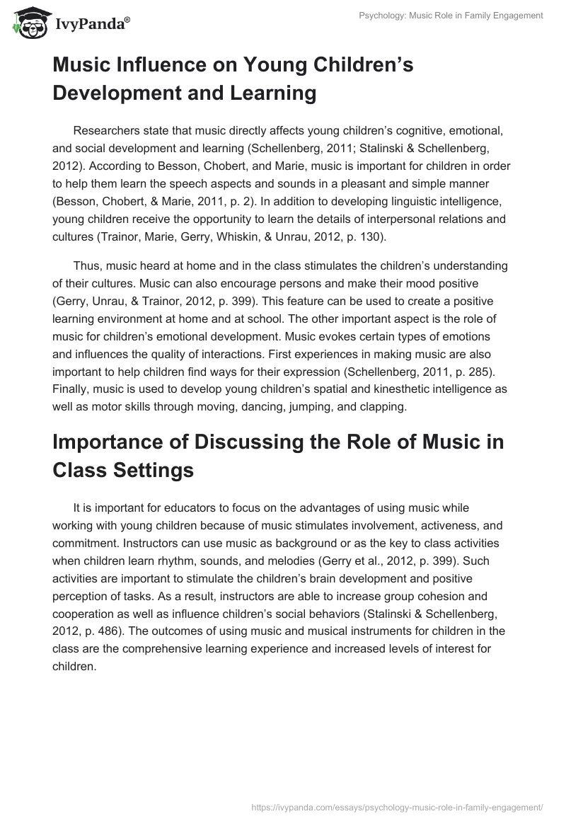 Psychology: Music Role in Family Engagement. Page 2