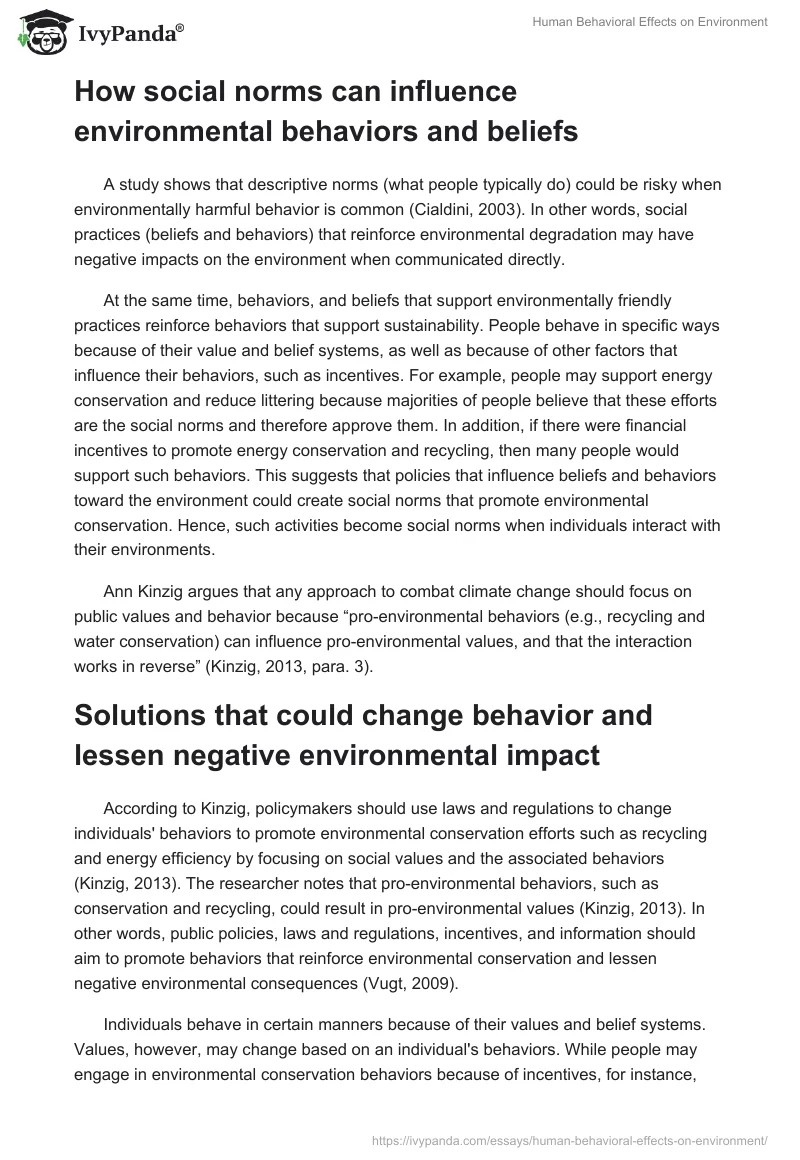 Human Behavioral Effects on Environment. Page 3