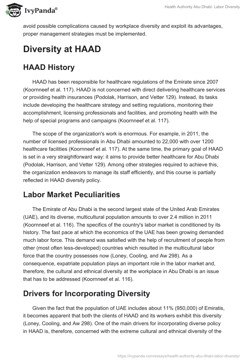 Health Authority Abu Dhabi: Labor Diversity. Page 2