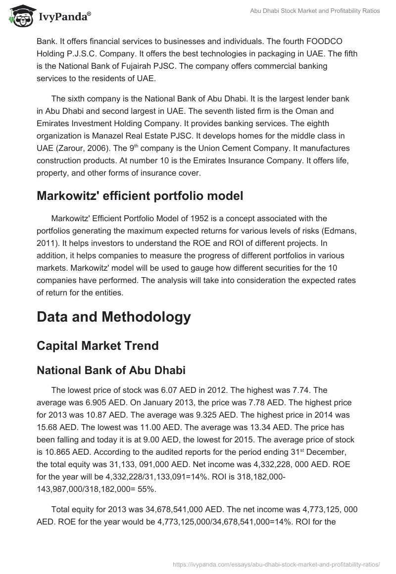 Abu Dhabi Stock Market and Profitability Ratios. Page 2