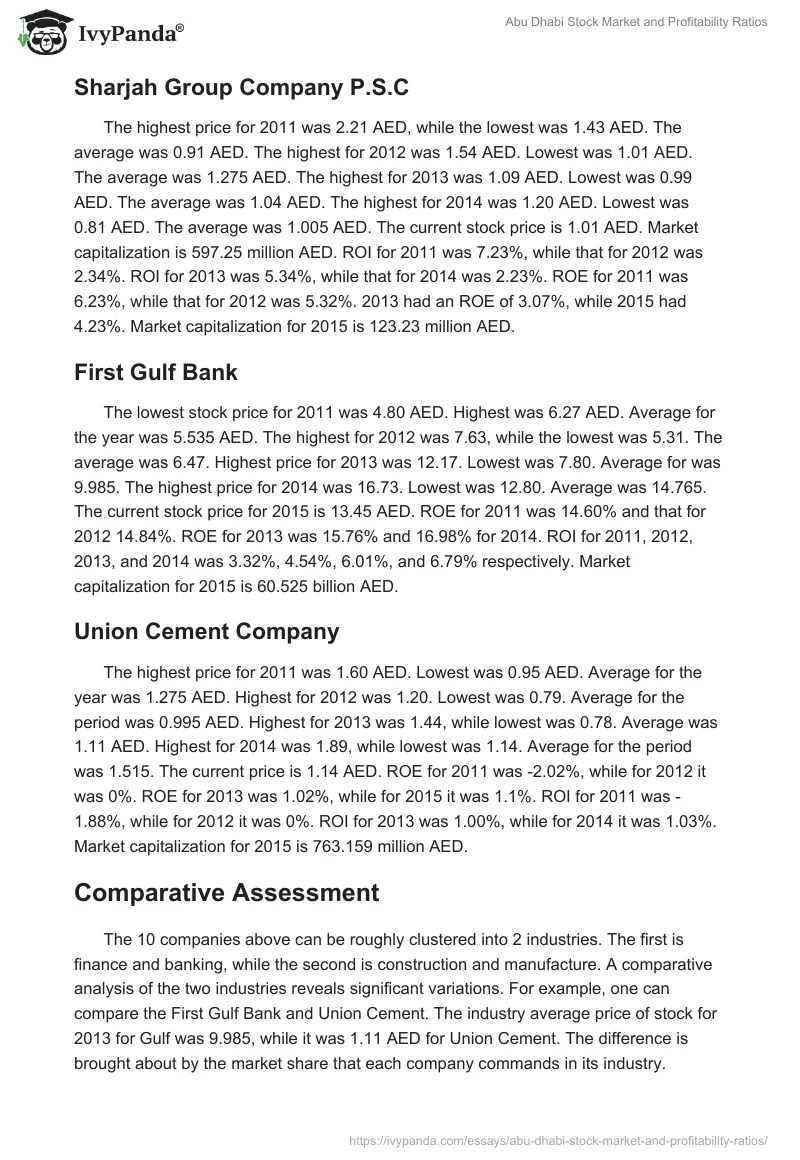 Abu Dhabi Stock Market and Profitability Ratios. Page 5