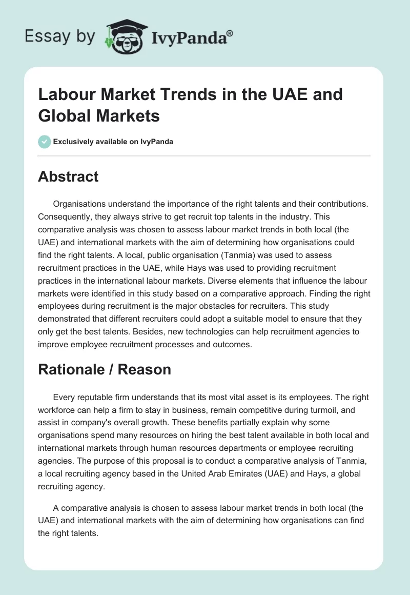 Labour Market Trends in the UAE and Global Markets. Page 1