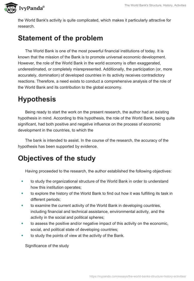 The World Bank's Structure, History, Activities. Page 2