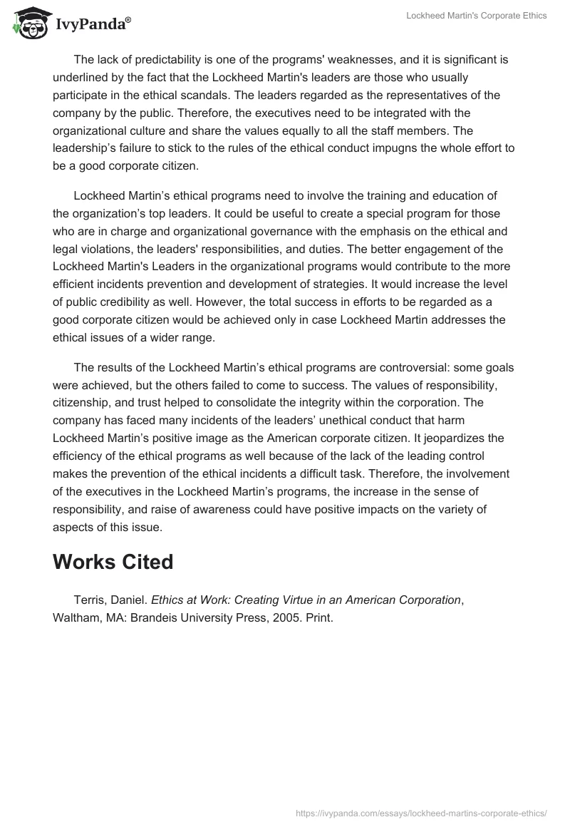 Lockheed Martin's Corporate Ethics. Page 3