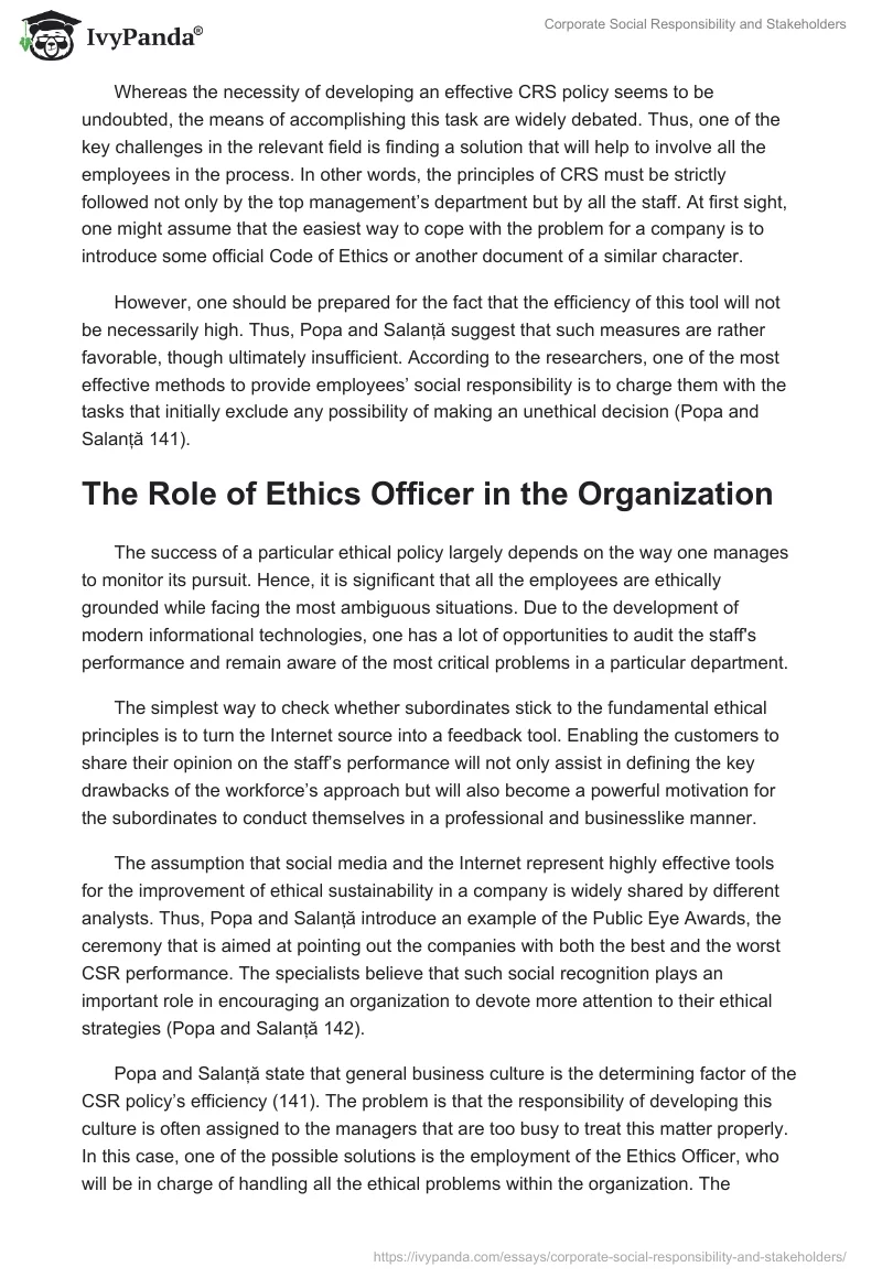 Corporate Social Responsibility and Stakeholders. Page 2