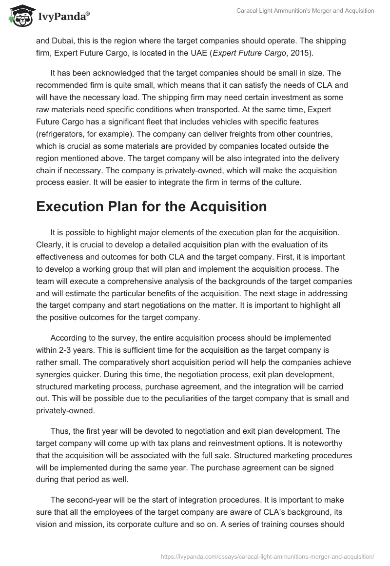 Caracal Light Ammunition's Merger and Acquisition. Page 4