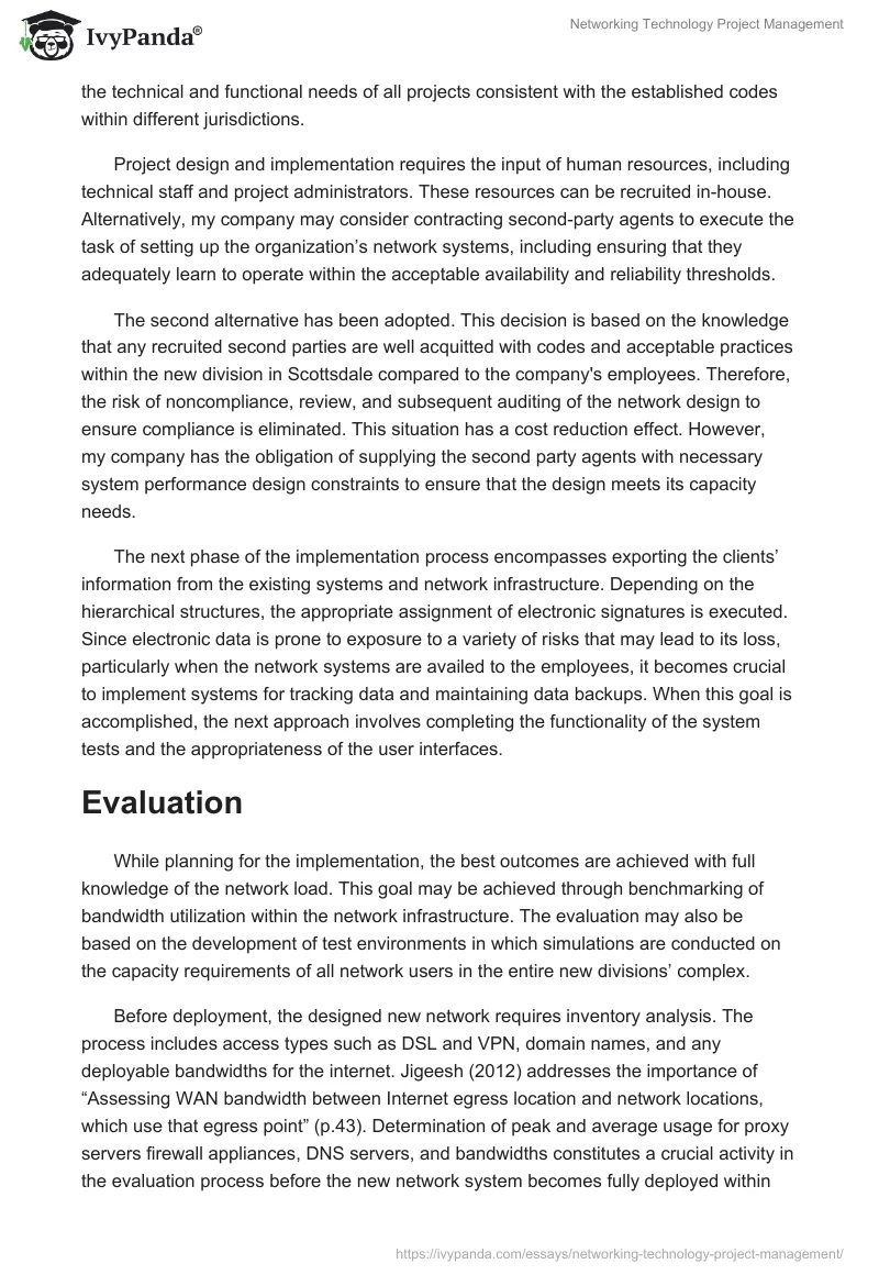Networking Technology Project Management. Page 2