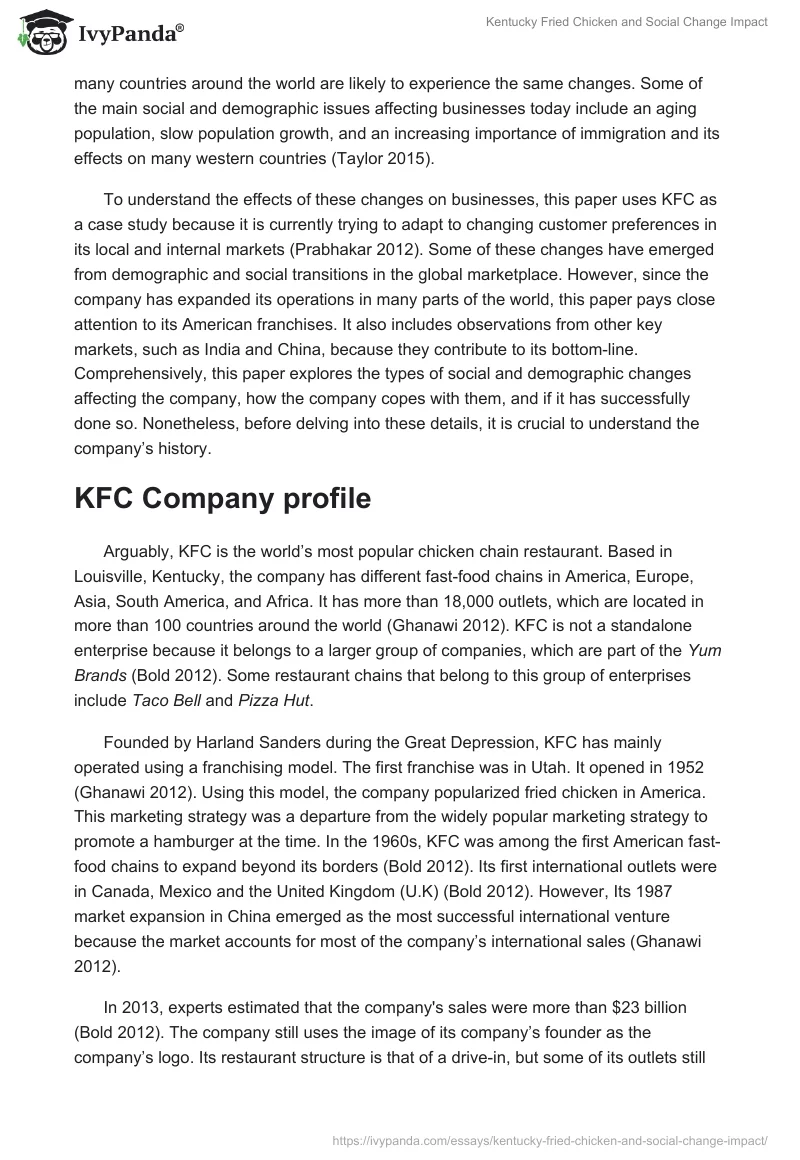 Kentucky Fried Chicken and Social Change Impact. Page 2