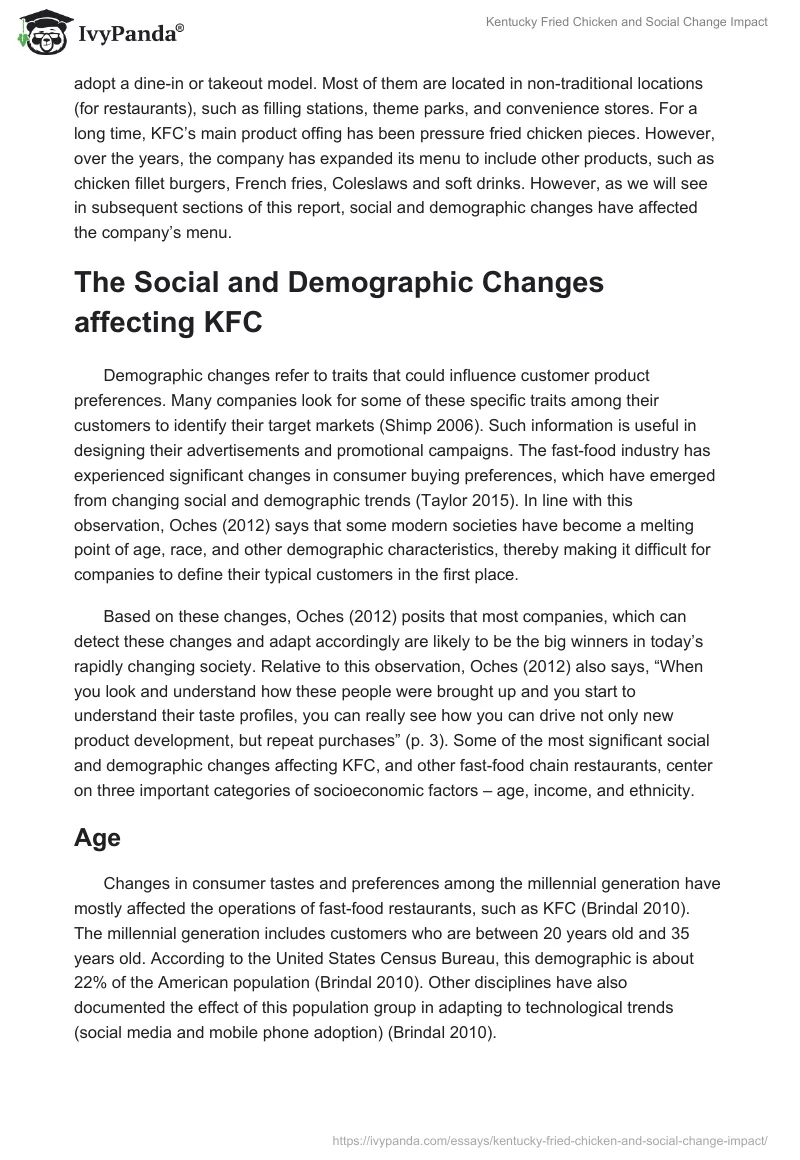 Kentucky Fried Chicken and Social Change Impact. Page 3