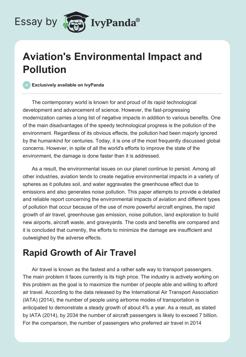 Aviation's Environmental Impact and Pollution. Page 1