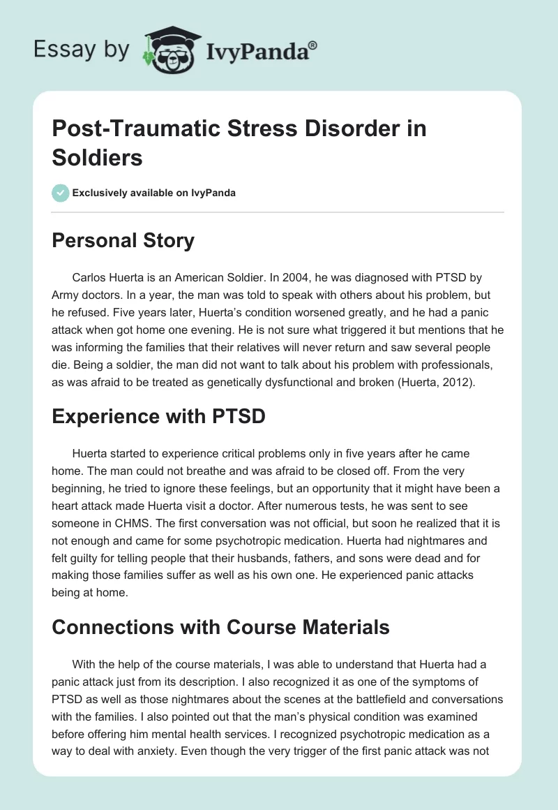 Post-Traumatic Stress Disorder in Soldiers. Page 1