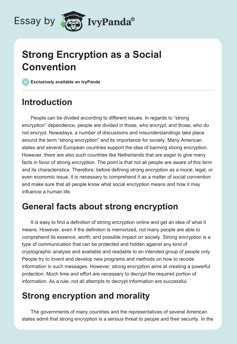 Strong Encryption as a Social Convention. Page 1