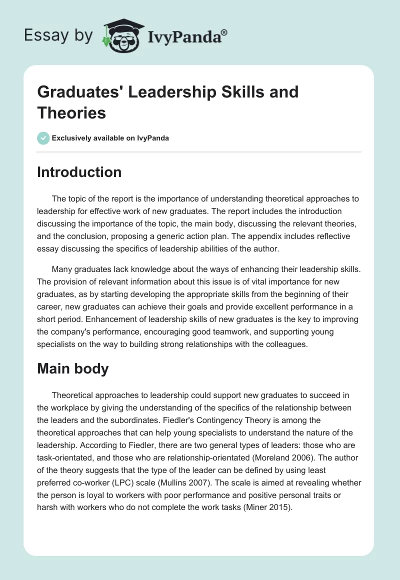 Graduates' Leadership Skills and Theories. Page 1