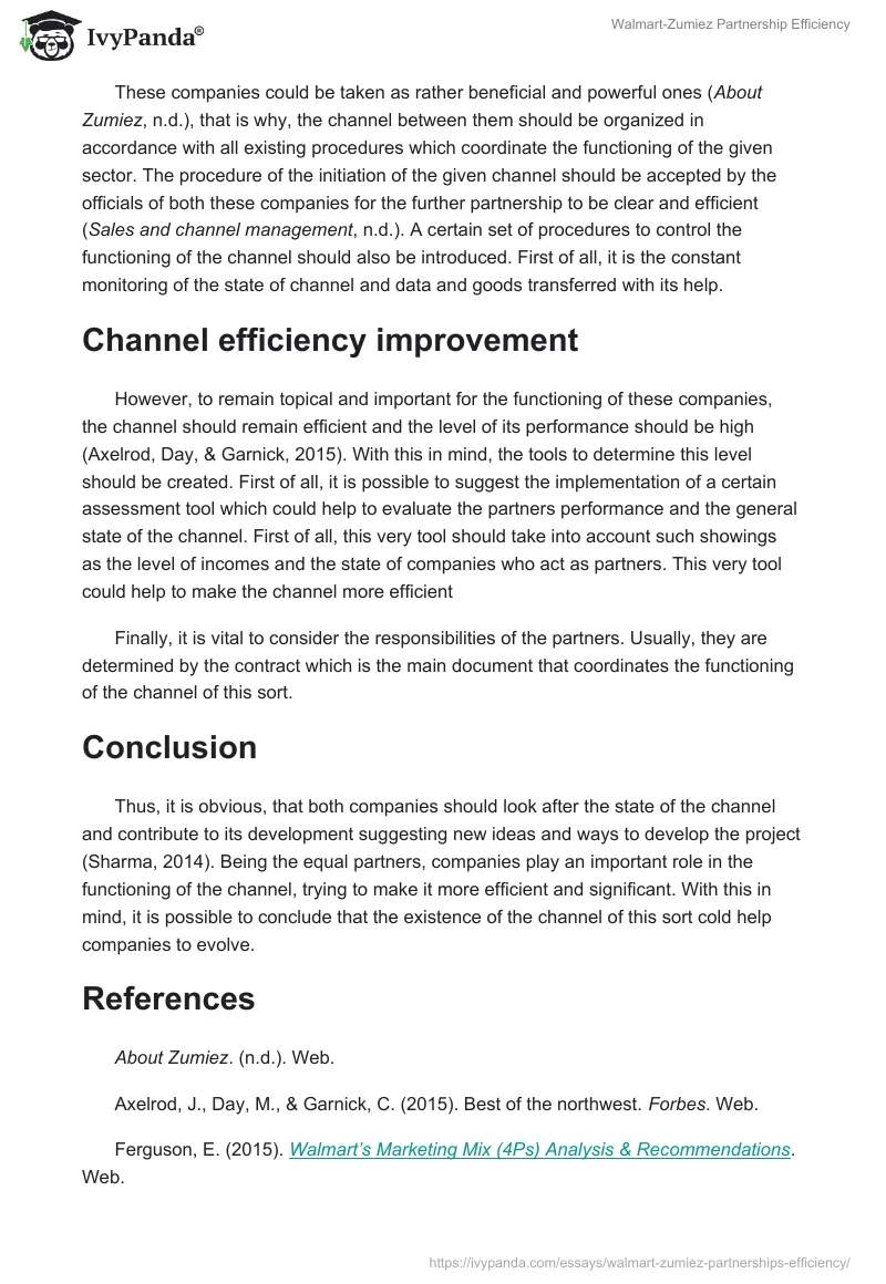 Walmart-Zumiez Partnership Efficiency. Page 2